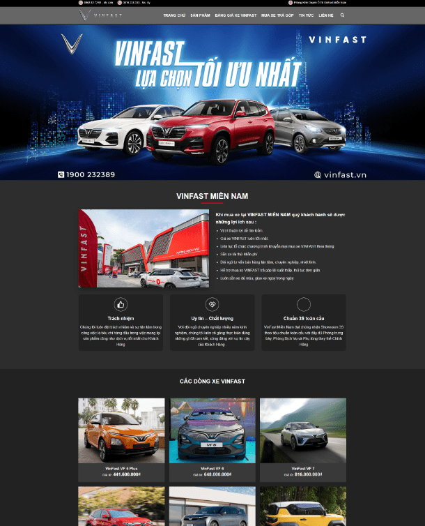 Theme wordpress bán xe vinfast 2 chuẩn SEO