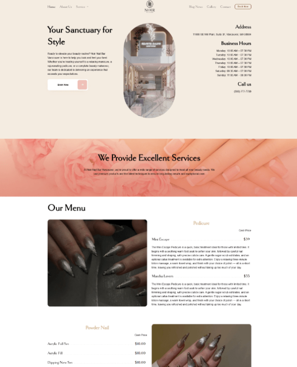 Theme wordpress tiệm nail 1 chuẩn đẹp, chuẩn SEO