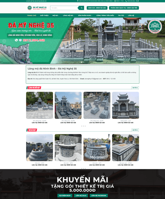 Theme wordpress giới thiệu cơ sơ làm lăng bia mộ chuẩn SEO