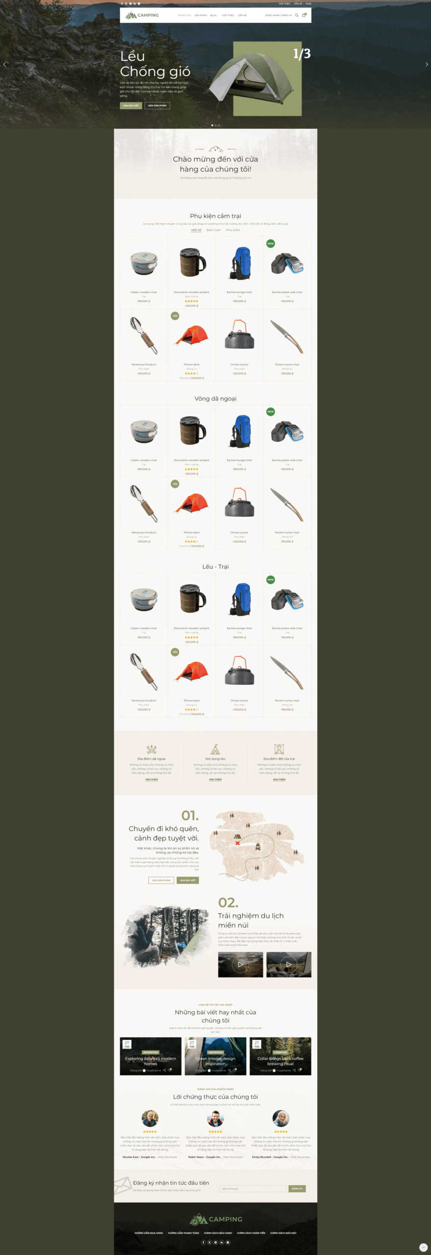 Theme WordPress Elementor Camping – Đồ Cắm Trại Dã Ngoại