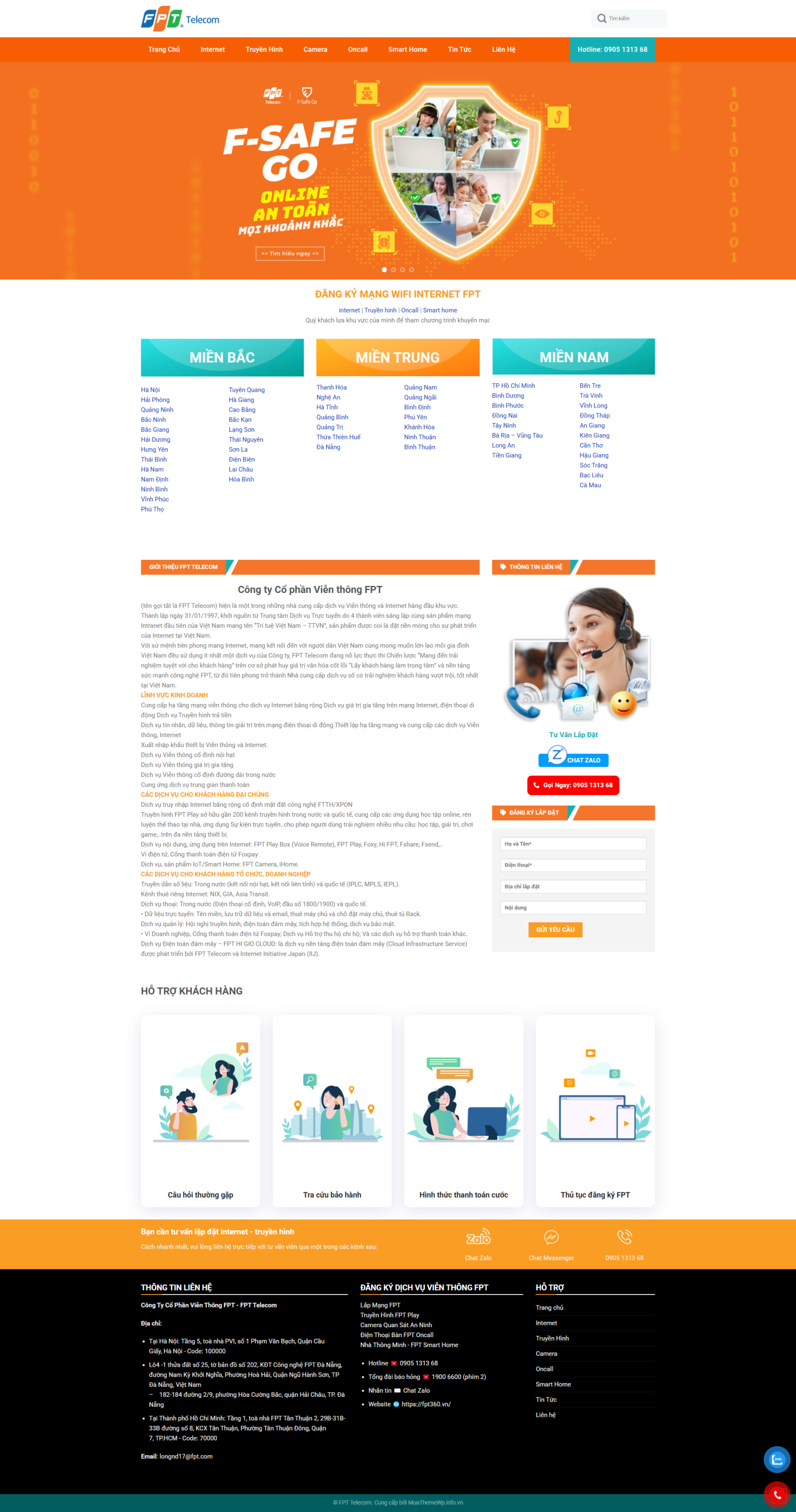 Theme WordPress dịch vụ lắp mạng internet FPT