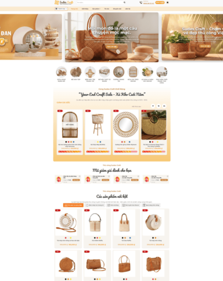 Theme WordPress giỏ mây & thủ công mỹ nghệ chuẩn SEO
